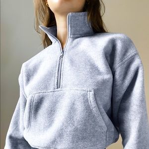 Aritzia TNA Polar Half Zip in Heather Ice Grey